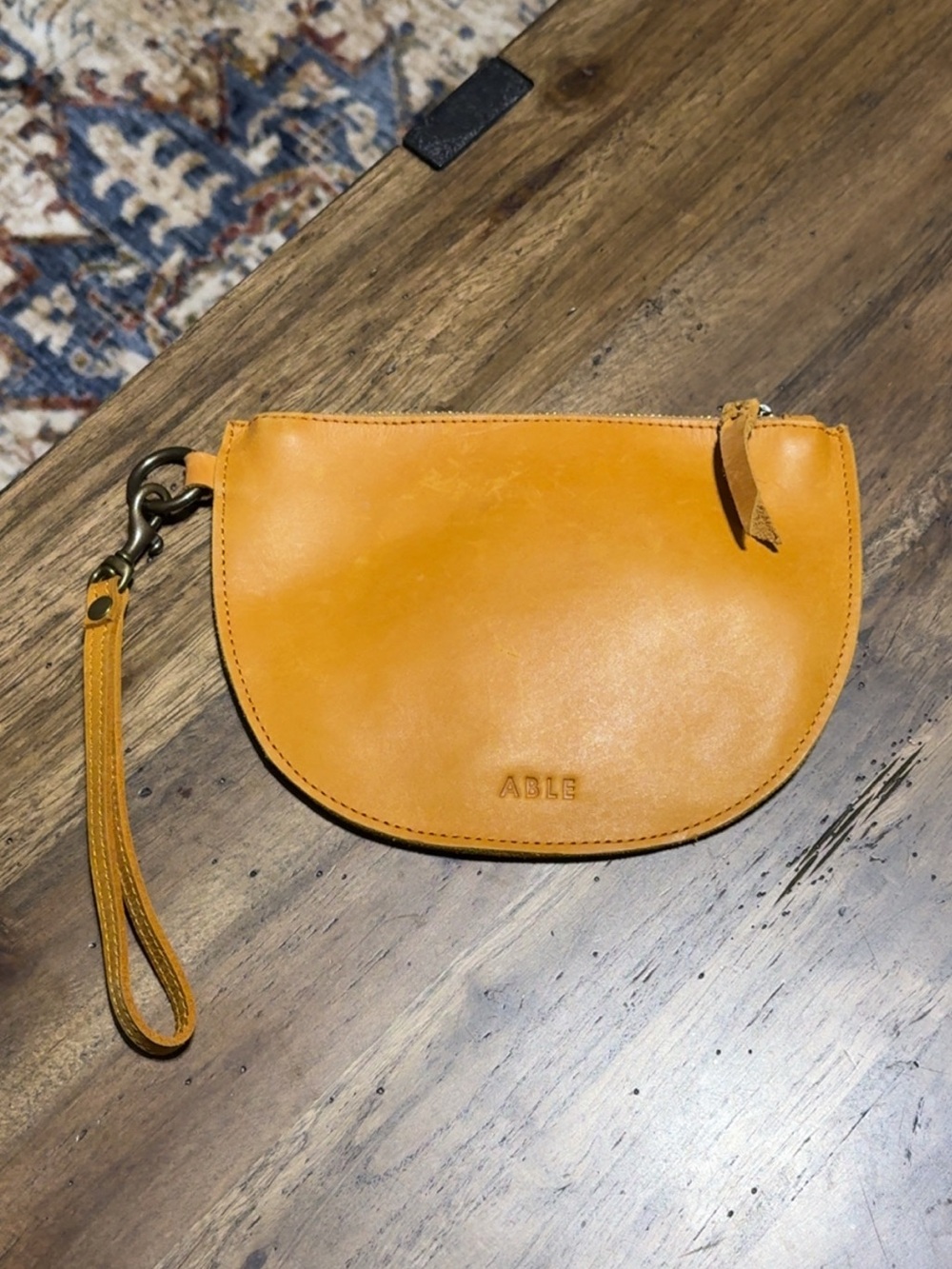 ABLE Leather Zippered Wristlet Pouch
